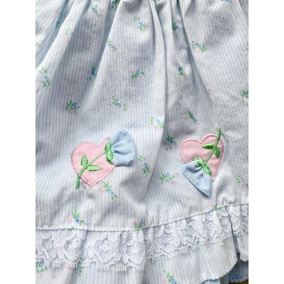 Newborn Baby Girls' MINI TOGS Blue Floral Cotton 2-Piece Dress, Size 0-14lbs - Picture 3 of 16